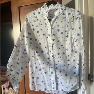 J Crew Floral Ruffle Collar Shirt 🌸